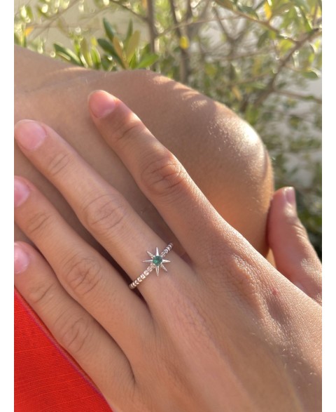 Anillo Marina Verde Plata