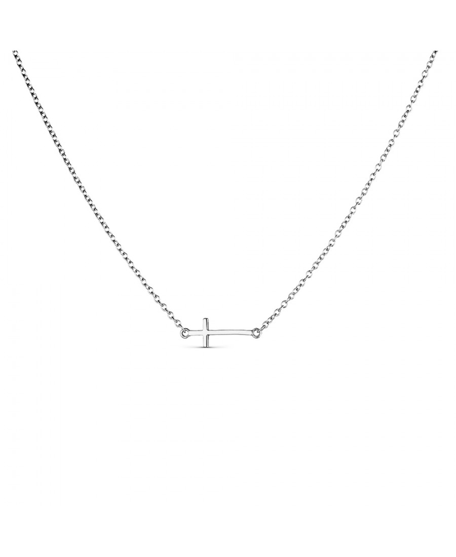 sencillo alma reembolso Colgante de plata rodiada con cadena cruz horizontal de 17 x 7 mm