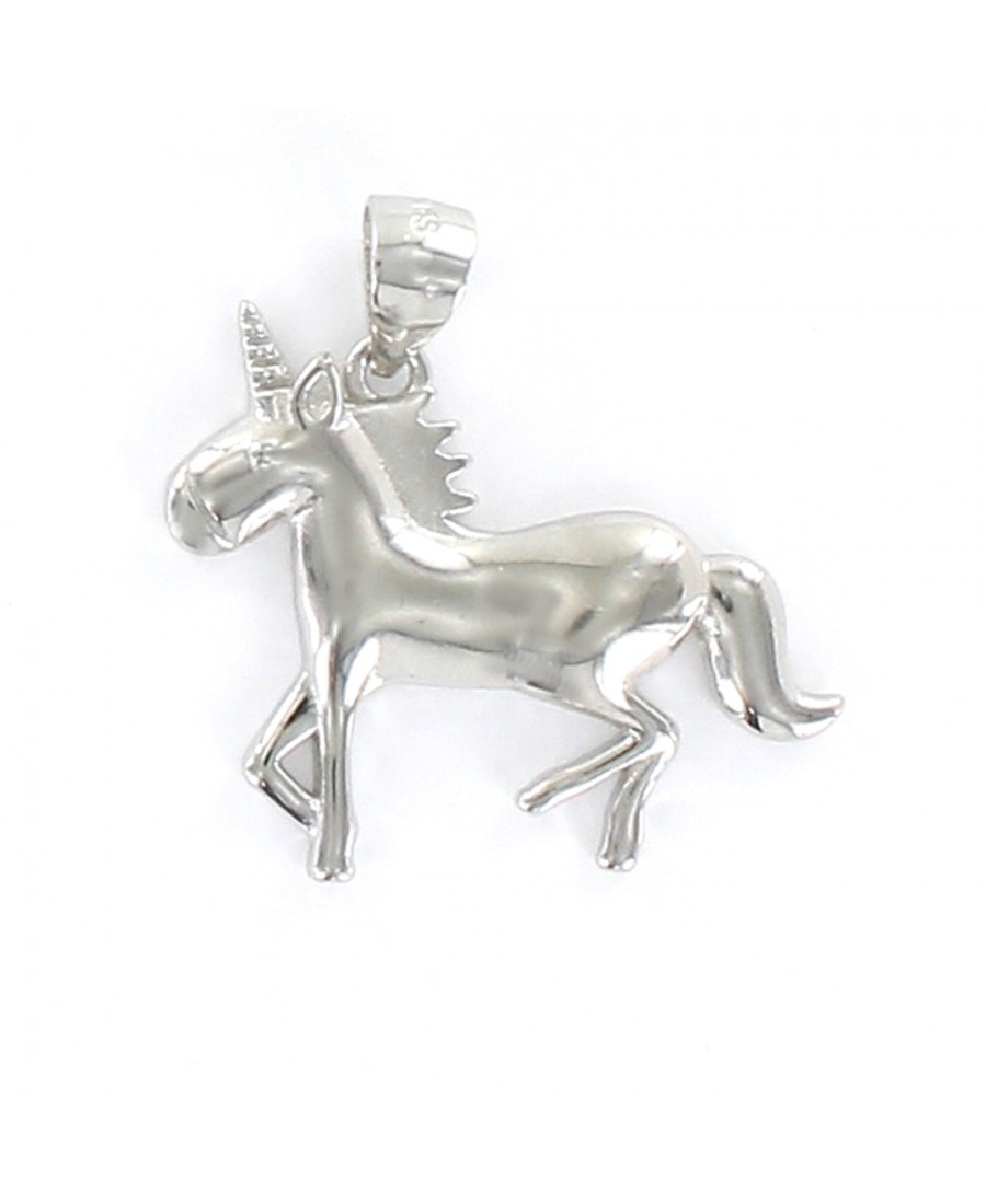 Colgante de plata rodiada unicornio de 20 x 26 mm