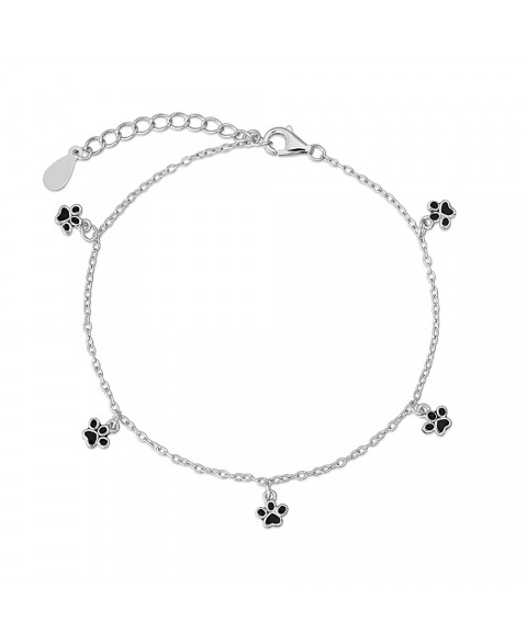 Pulsera Huellas Balck Plata