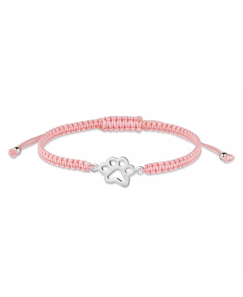 Pulsera Hilo Rosa Huella Plata