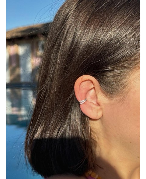 Ear cuff Cruzado Plata Par