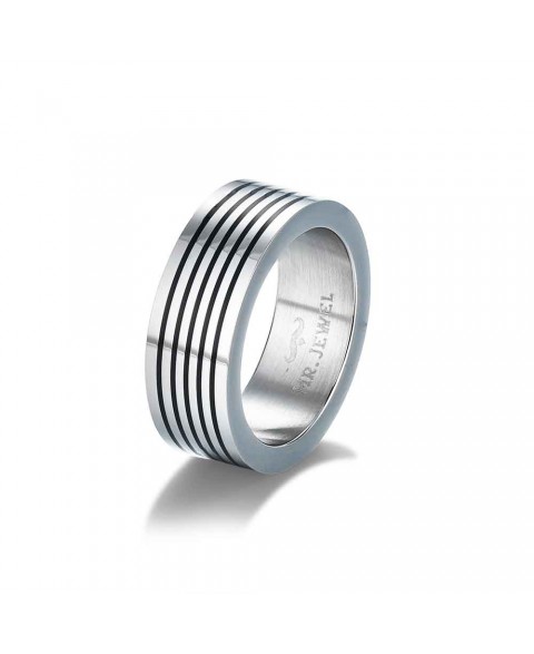 Anillo Lineas Negras Acero