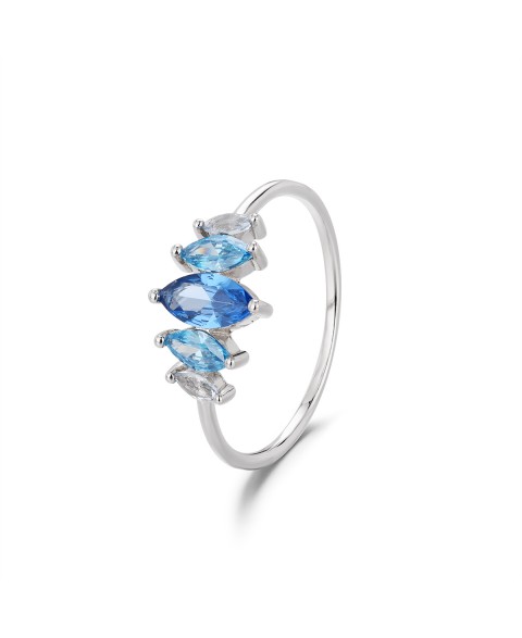 Anillo París Azul Plata