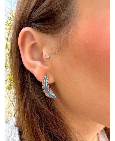 Pendientes Pluma Ópalo Azul...