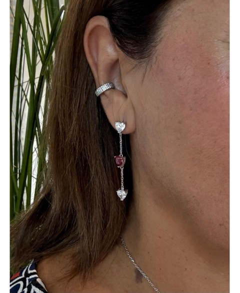 Pendientes Corazón Rojo Plata
