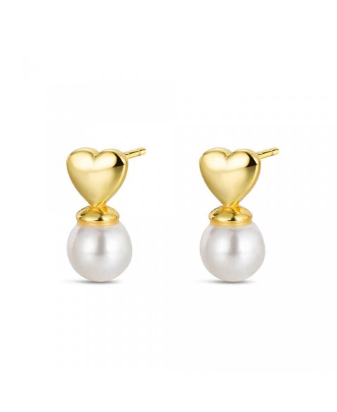 Pendientes Perla y Corazón Oro