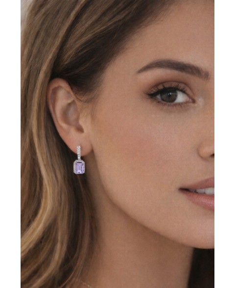 Pendientes Rectangular Rosa...