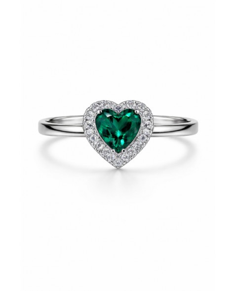 Anillo Plata Corazón Verde...