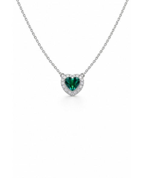 Collar Plata Corazón Verde...