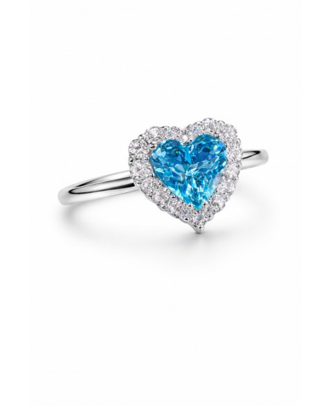 Anillo Corazón Aguamarina...