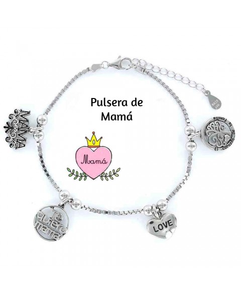 Pulsera Familia Mamá Plata