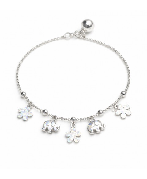 Pulsera Flor y Elefante Plata