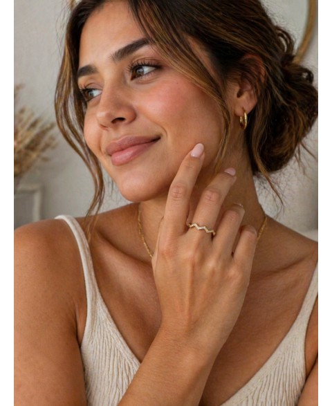 Anillo Zig Zag Chapado Oro
