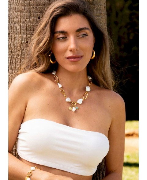 Collar Chams Acero Perlas...