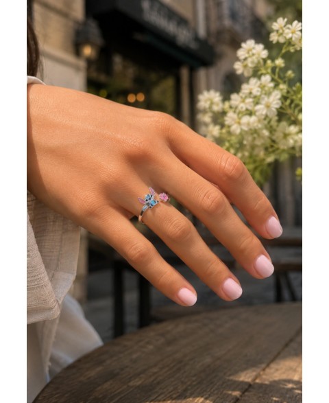 Anillo Stitch Disney Plata