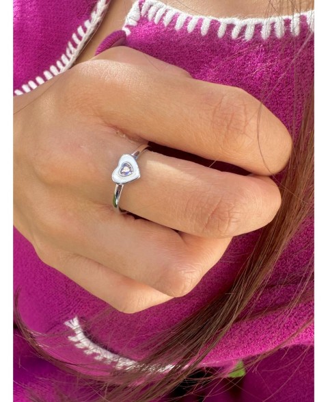 Anillo Corazón Blanco y...