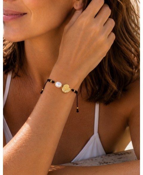Pulsera Hilo Negro Caracola...