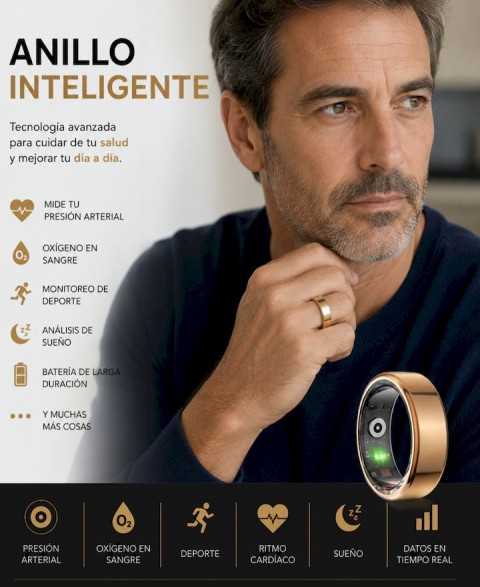 Anillo Inteligente Dorado...