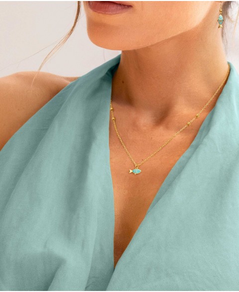 Collar Pez Azul Metal...