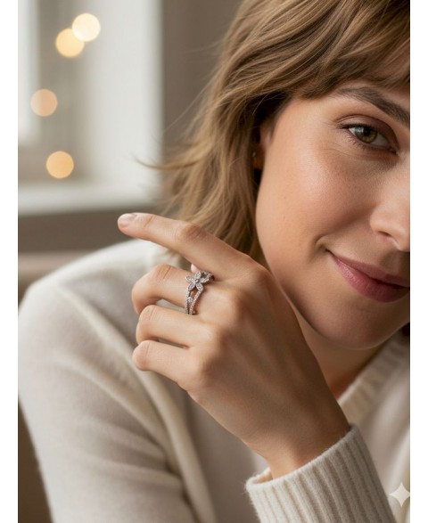 Anillo Solitario Flor con...
