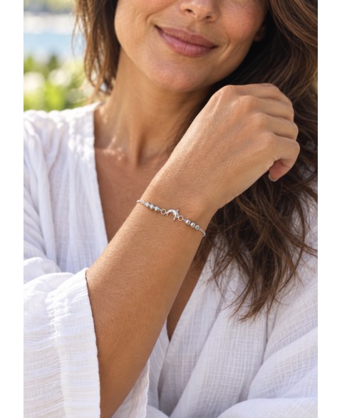 Pulsera Plata Delfín y Bolas